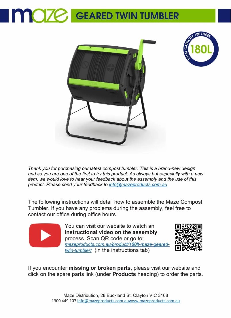 Image de la première page du manuel de l'appareil Geared Twin Tumbler