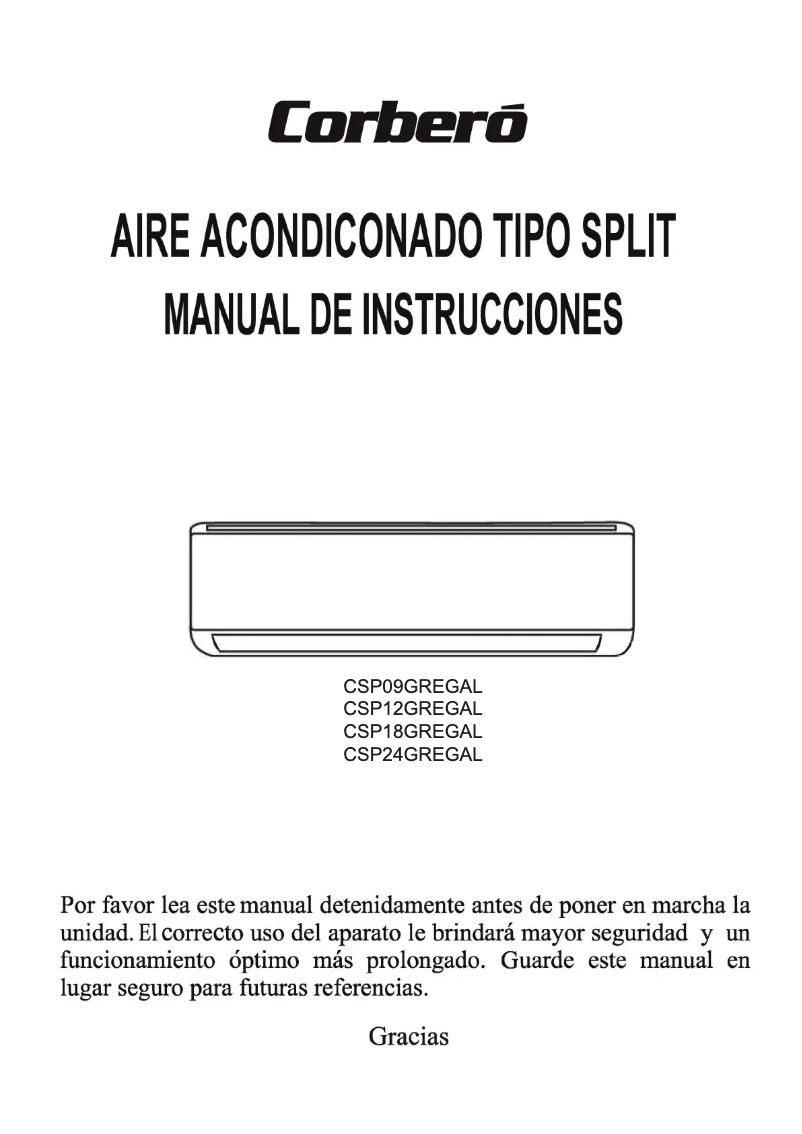Page n°1 - Manuel utilisateur Corbero CSP09GREGAL
