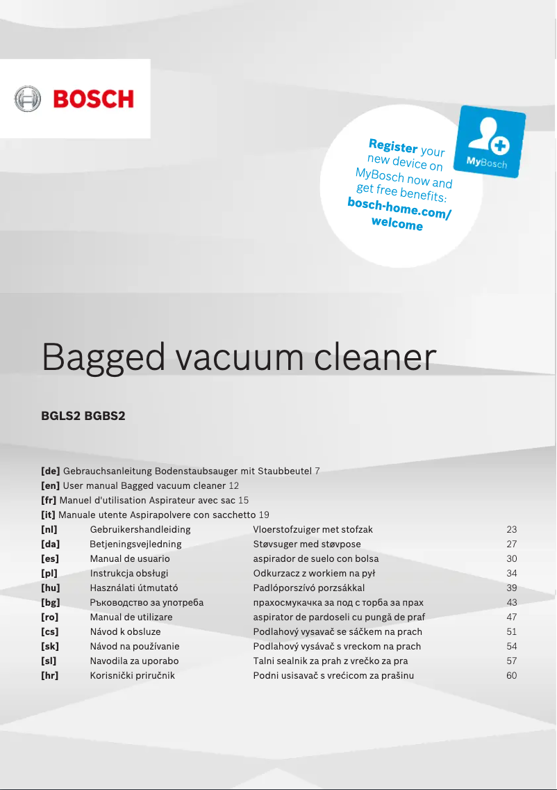 Page 1 de la notice Manuel utilisateur Bosch Serie 2 BGLS2FRESH