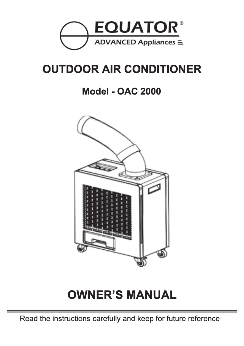 Page n°1 - Manuel utilisateur Equator OAC 2000