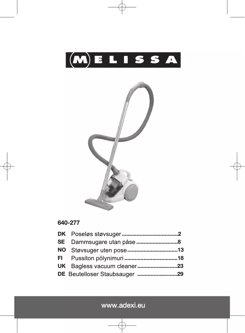 Page 1 de la notice Manuel utilisateur Melissa 640-277