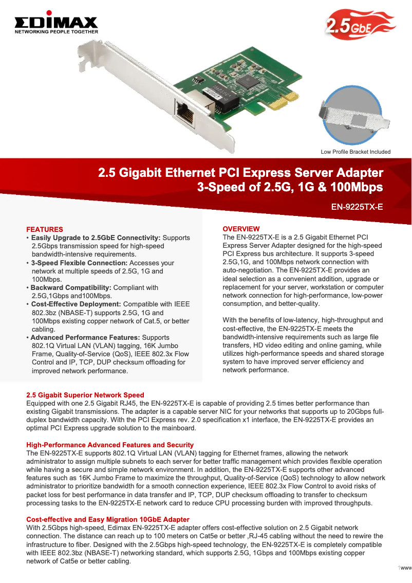Page n°1 - Fiche technique Edimax EN-9225TX-E
