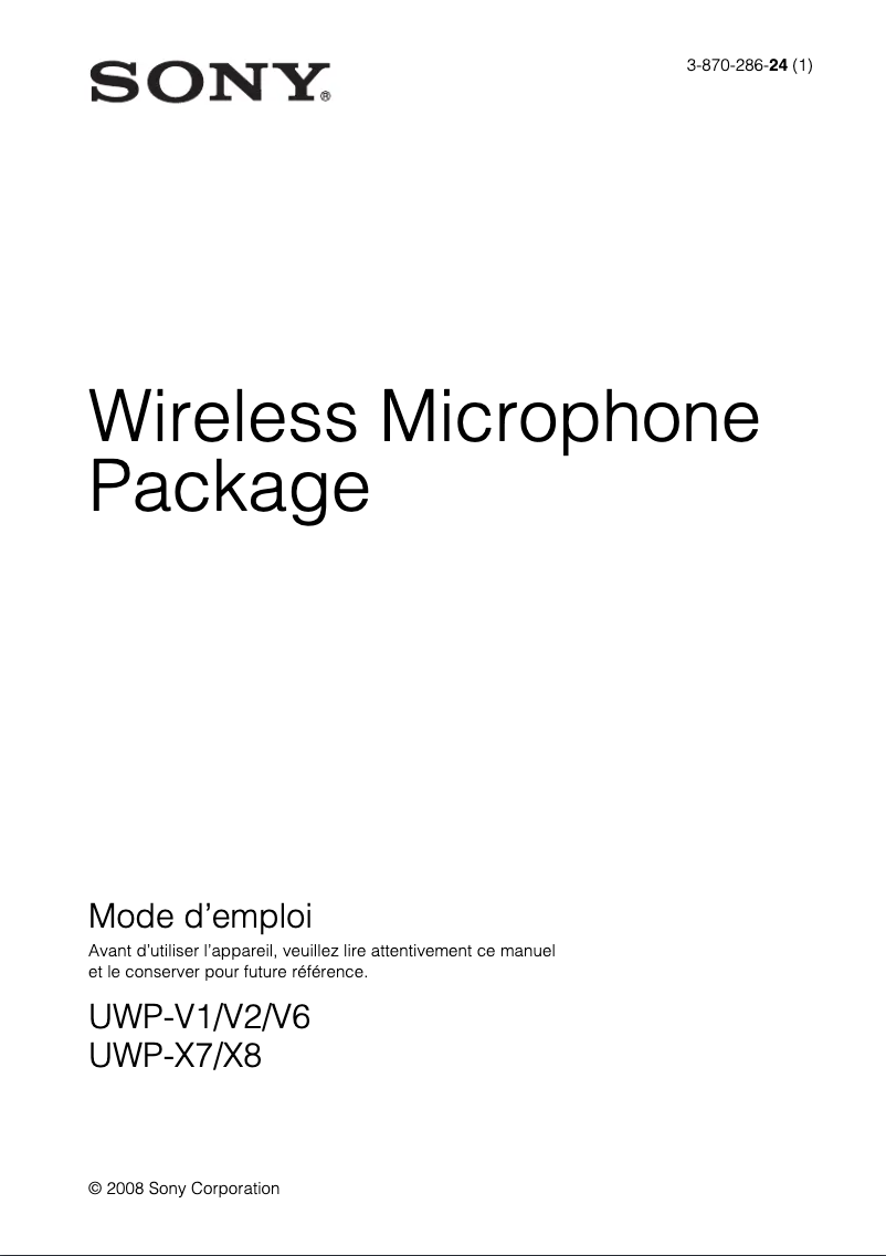 Página 1 del manual Manual de usuario Sony UWP-V1