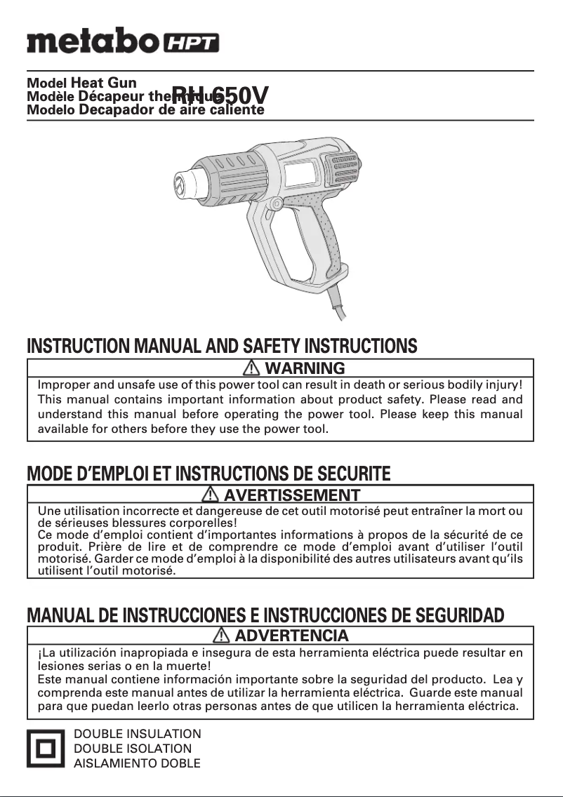 Page 1 de la notice Manuel utilisateur HiKOKI RH 650V