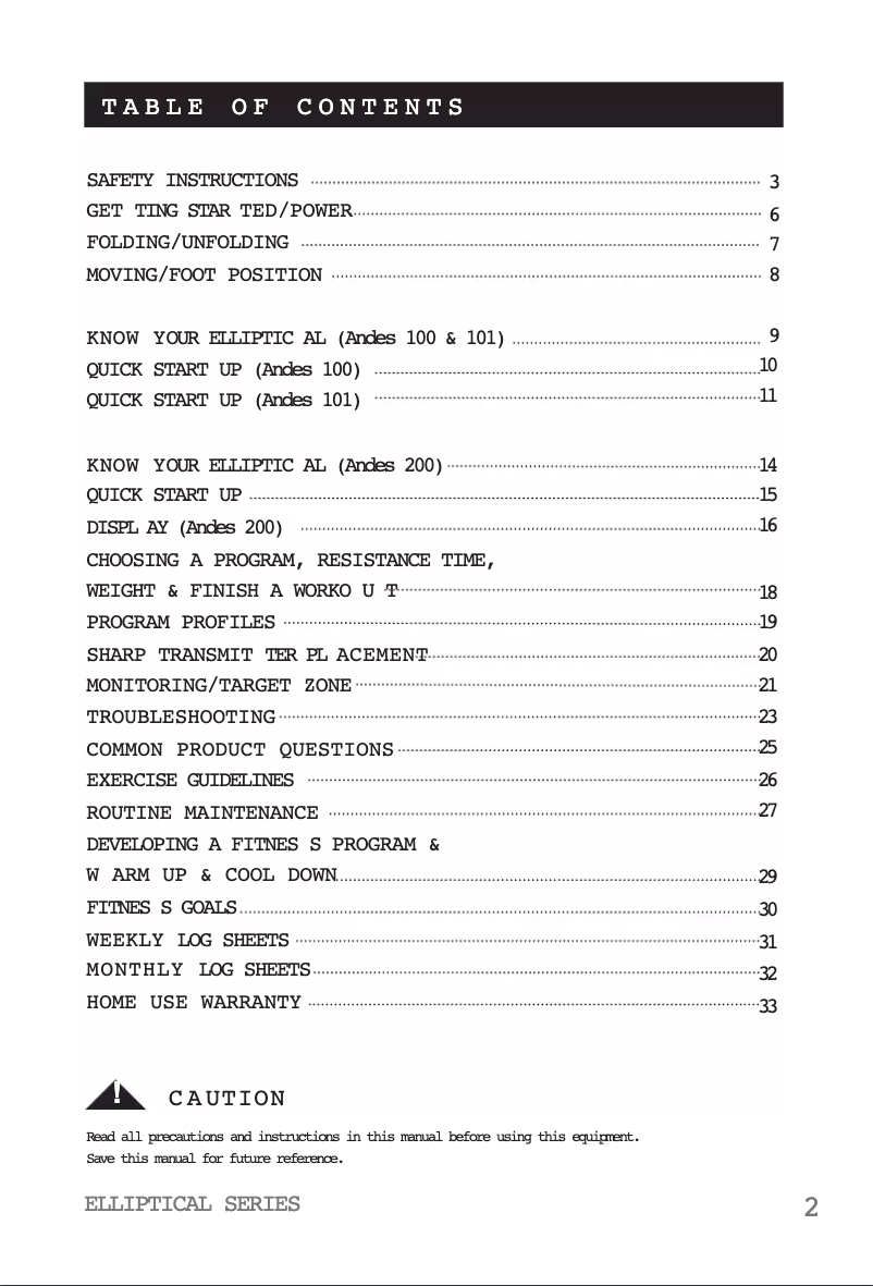 Image de la première page du manuel de l'appareil Andes 200 CS HRC