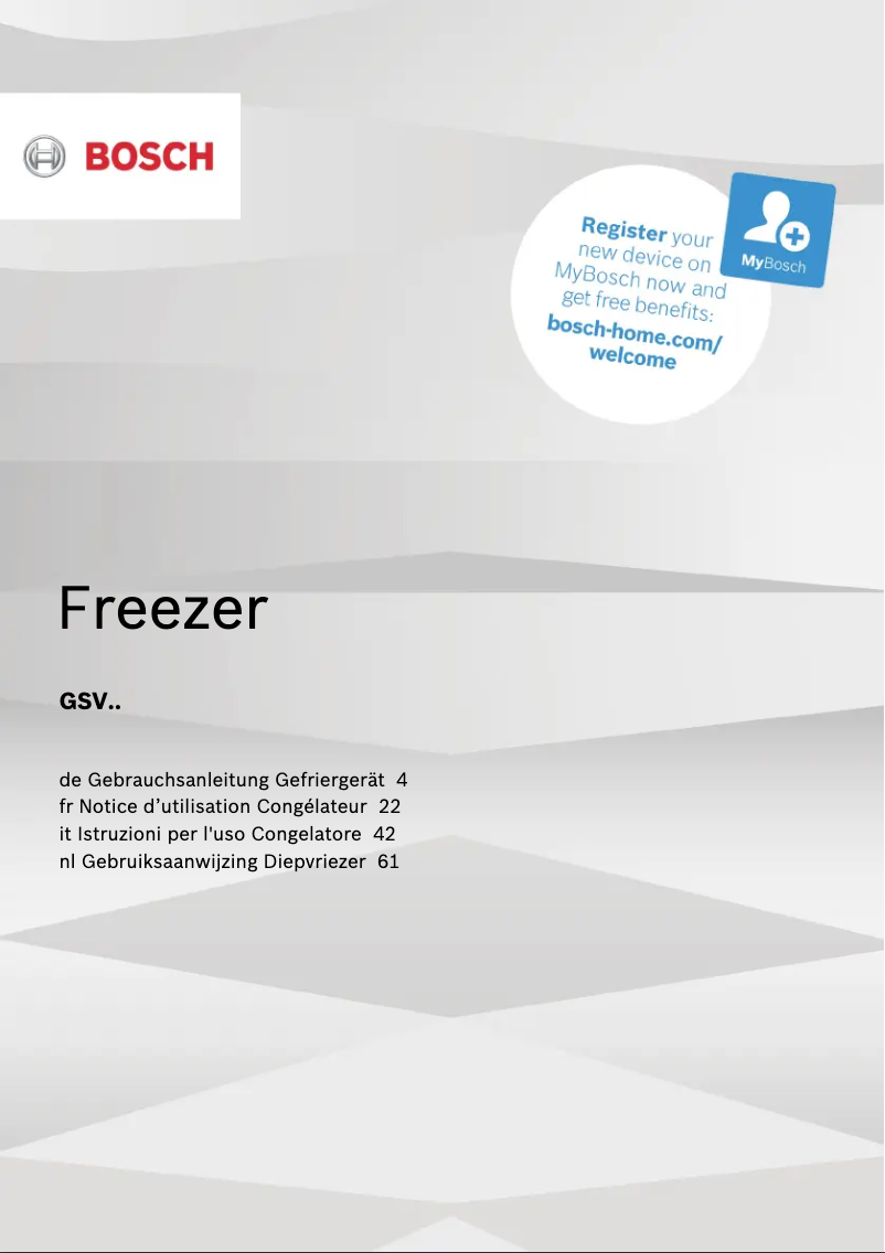 Page 1 de la notice Manuel utilisateur Bosch Serie 4 GSV29VWEV