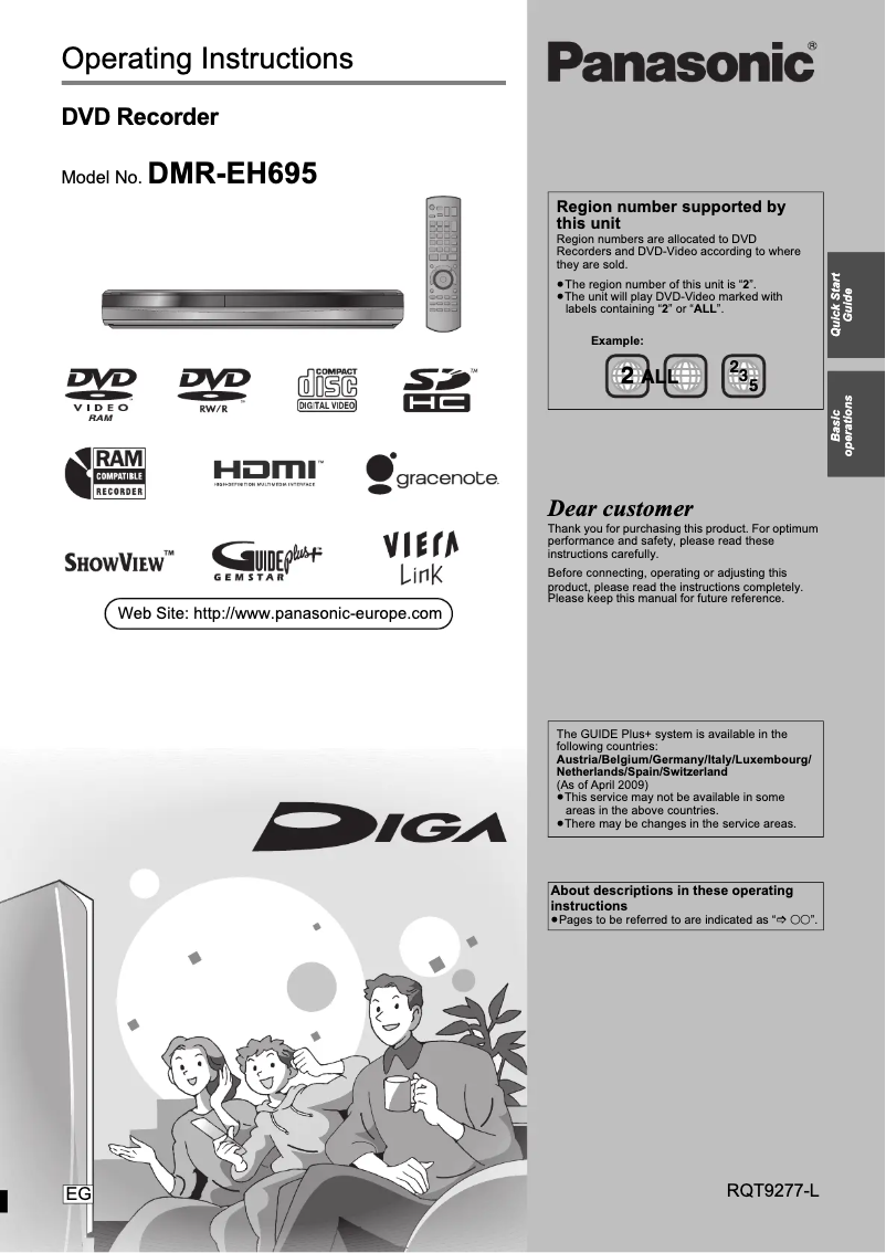 Image de la première page du manuel de l'appareil DMR-EH695
