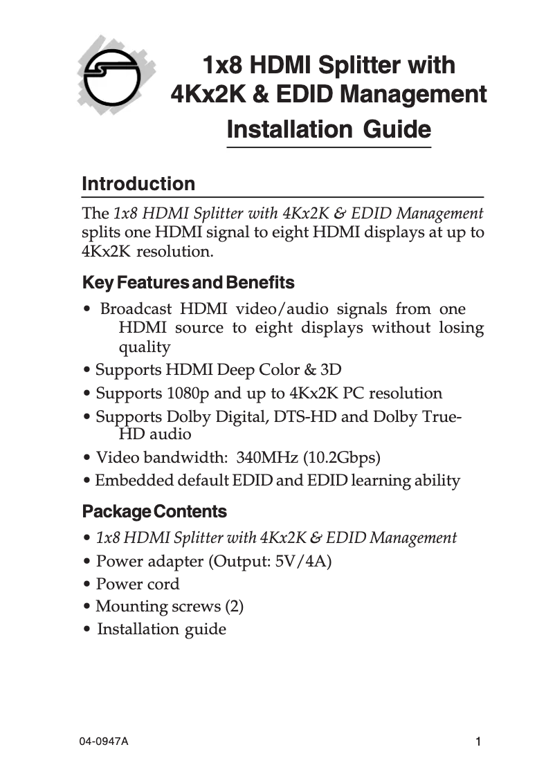 Página 1 del manual Manual de usuario Siig CE-H22211-S2