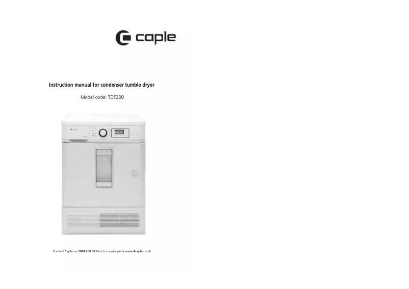 Page n°1 - Manuel utilisateur Caple TDF200