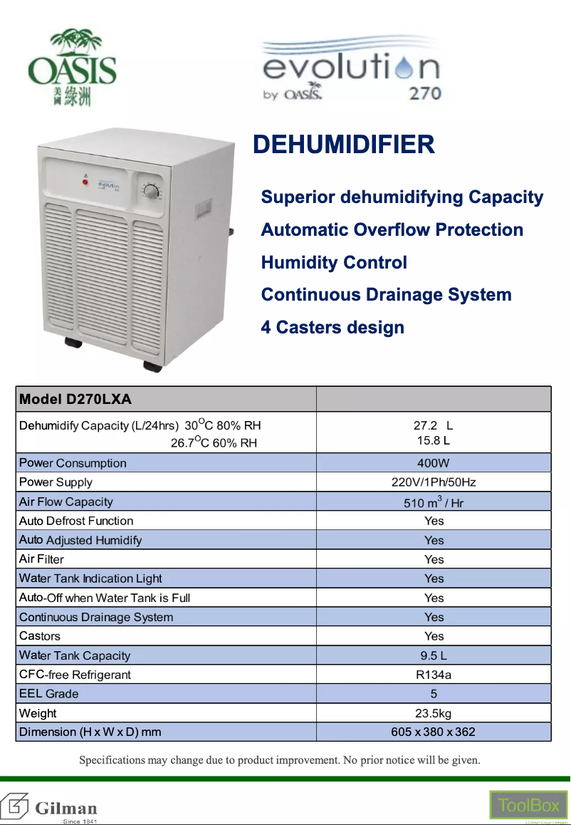 Page n°1 - Guide d'installation Oasis D270LXA