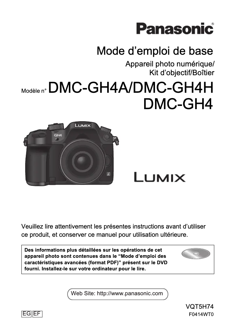 Image de la première page du manuel de l'appareil Lumix DMC-GH4A