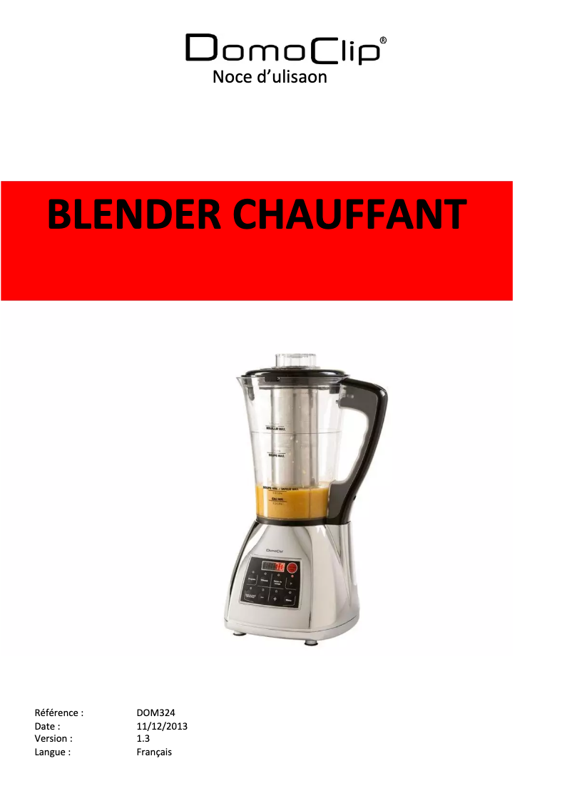 Page 1 de la notice Manuel utilisateur Domoclip DOM324
