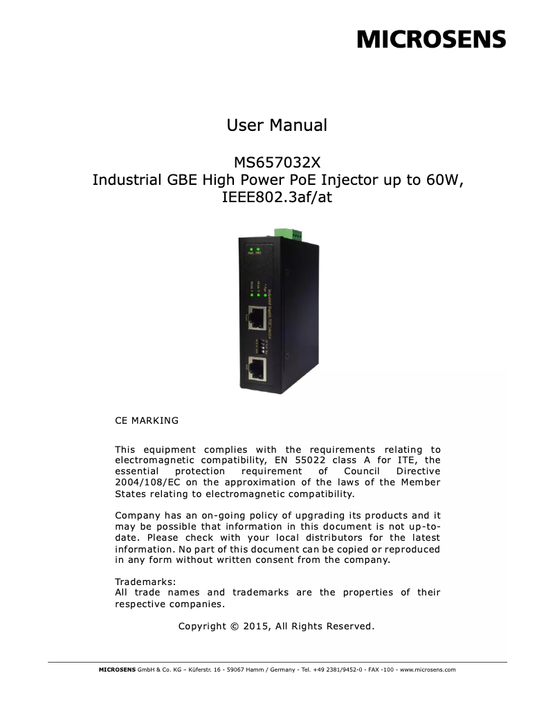 Page n°1 - Manuel utilisateur Microsens MS657032X