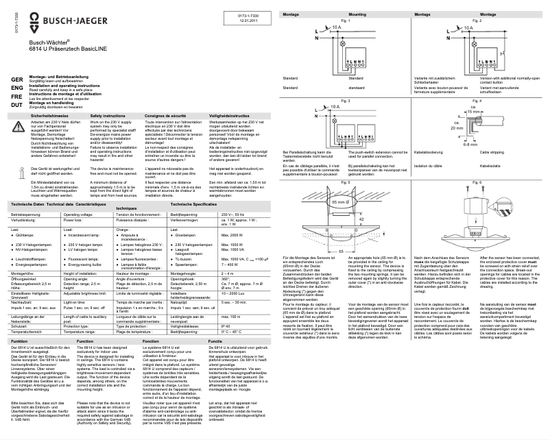 Page 1 de la notice Manuel utilisateur Busch-Jaeger 6814 U