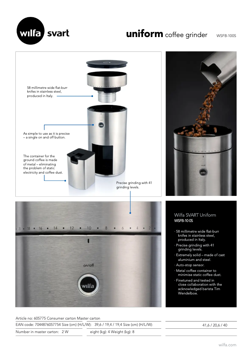 Image de la première page du manuel de l'appareil SVART Uniform WSFB-100S