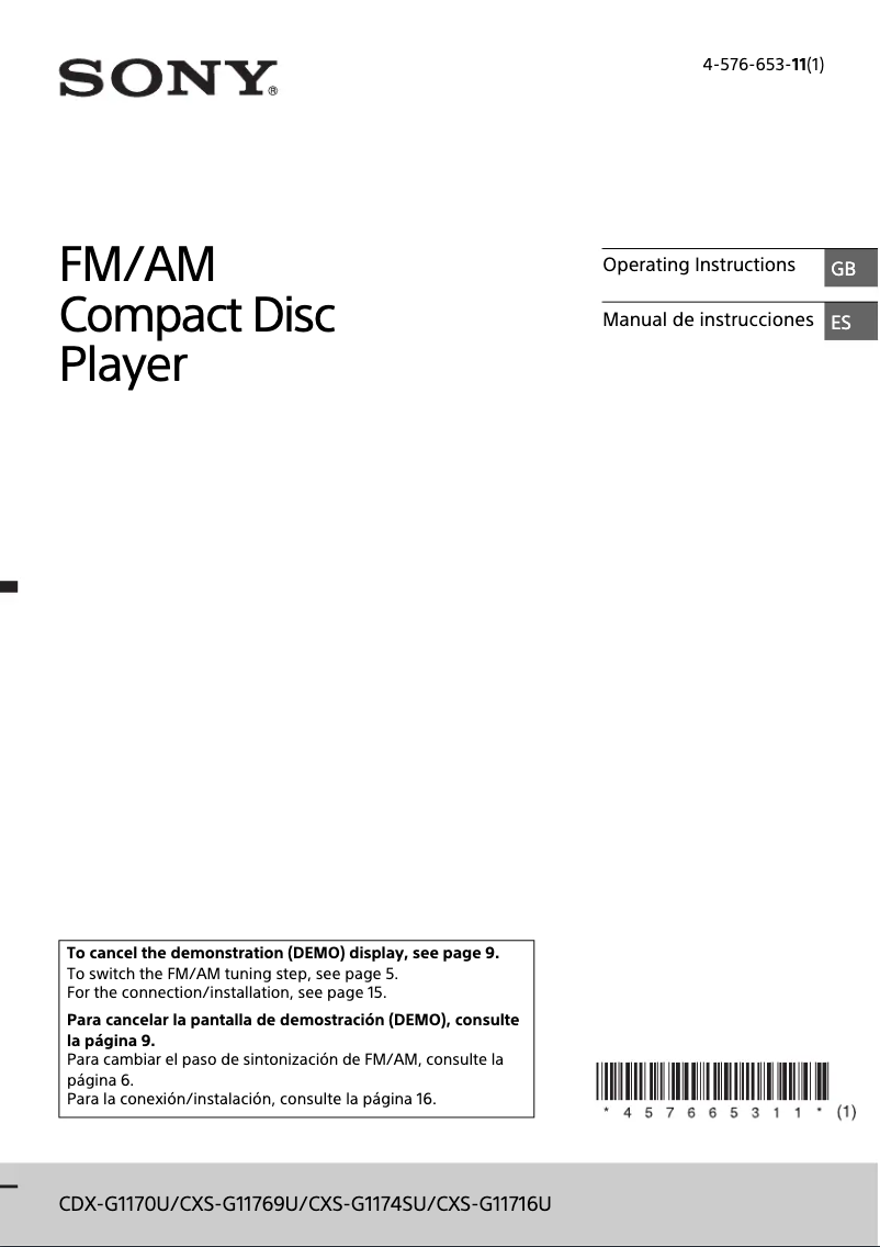 Página 1 del manual Manual de usuario Sony CXS-G11769U