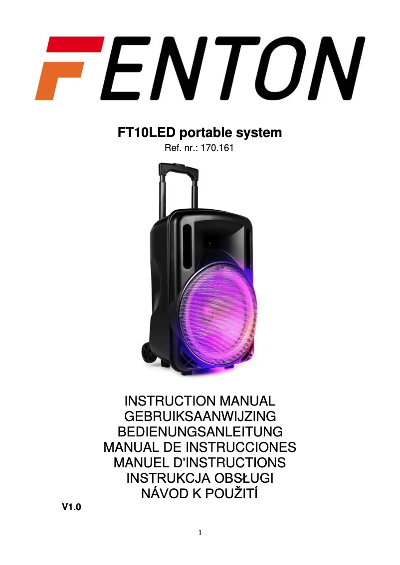 Page 1 de la notice Manuel utilisateur Fenton FT10LED