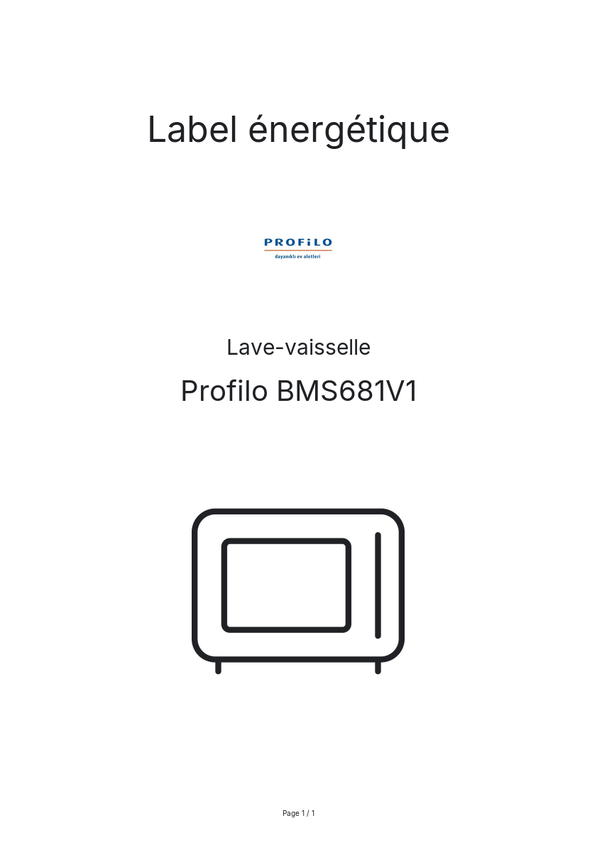 Page n°1 - Label énergétique Profilo BMS681V1
