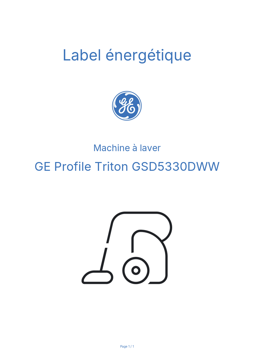 Page n°1 - Label énergétique GE Profile Triton GSD5330DWW