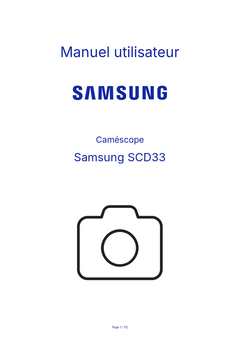 Page 1 de la notice Manuel utilisateur Samsung SCD33