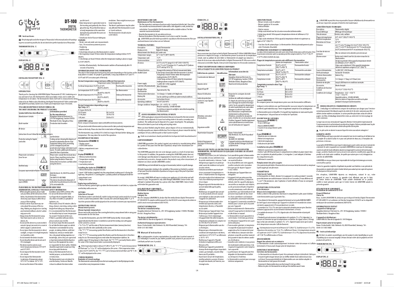 Image de la première page du manuel de l'appareil DT-100
