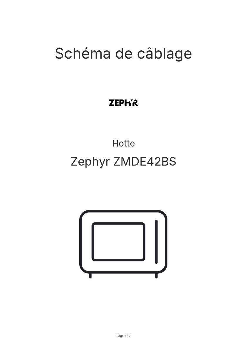 Page n°1 - Schéma de câblage Zephyr ZMDE42BS