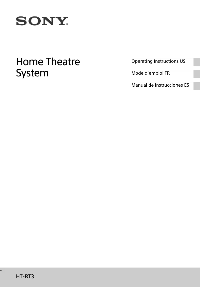 Page 1 de la notice Manuel utilisateur Sony HT-RT3