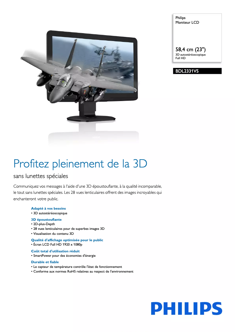 Image de la première page du manuel de l'appareil BDL2331VS