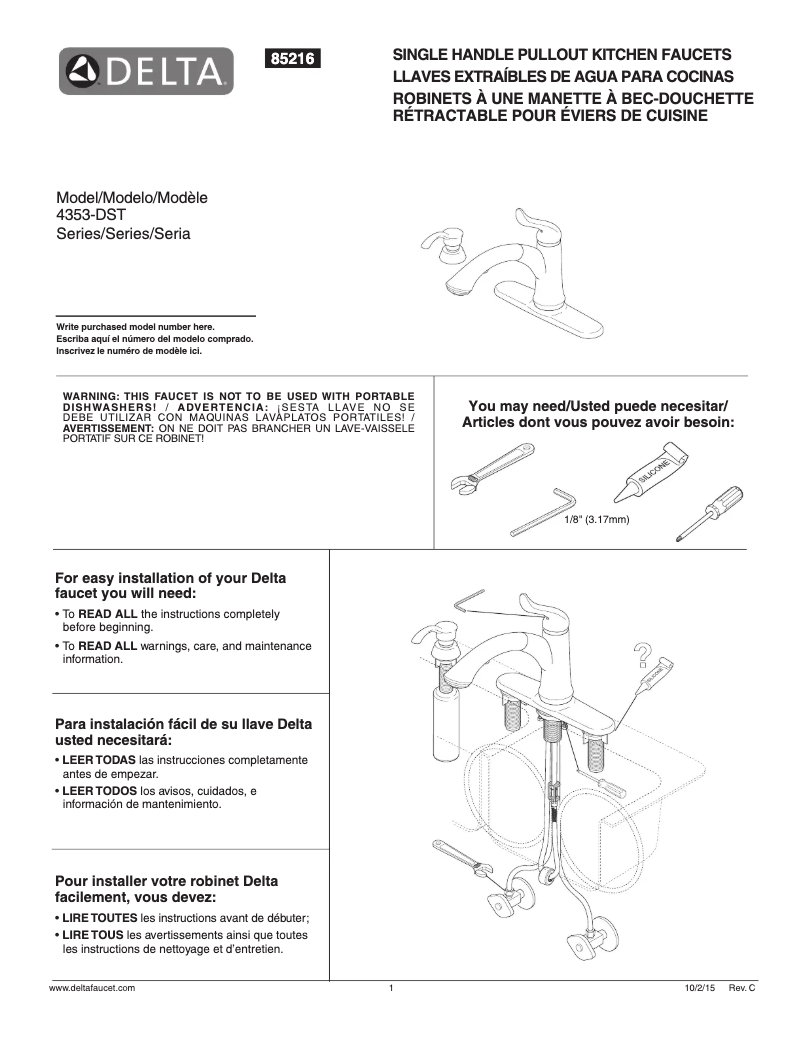 Page n°1 - Manuel utilisateur Delta 4353-AR-DST