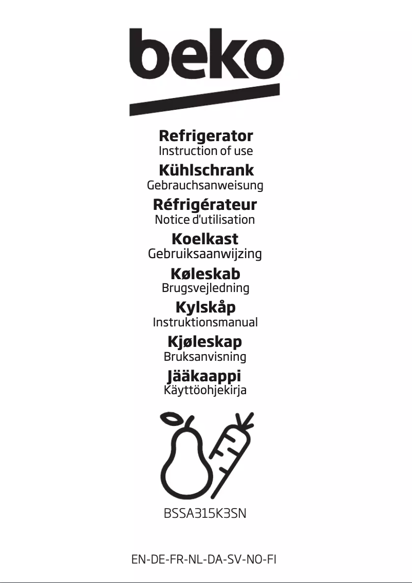 Page 1 de la notice Manuel utilisateur Beko BSSA315K3SN
