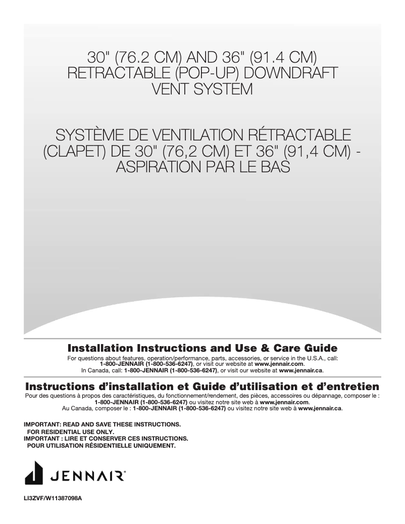 Page 1 de la notice Manuel utilisateur Jenn-Air JXD7030YS