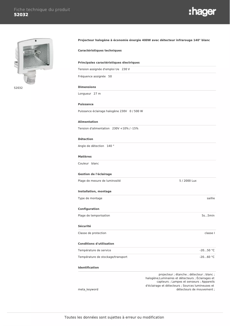 Image de la première page du manuel de l'appareil 52032
