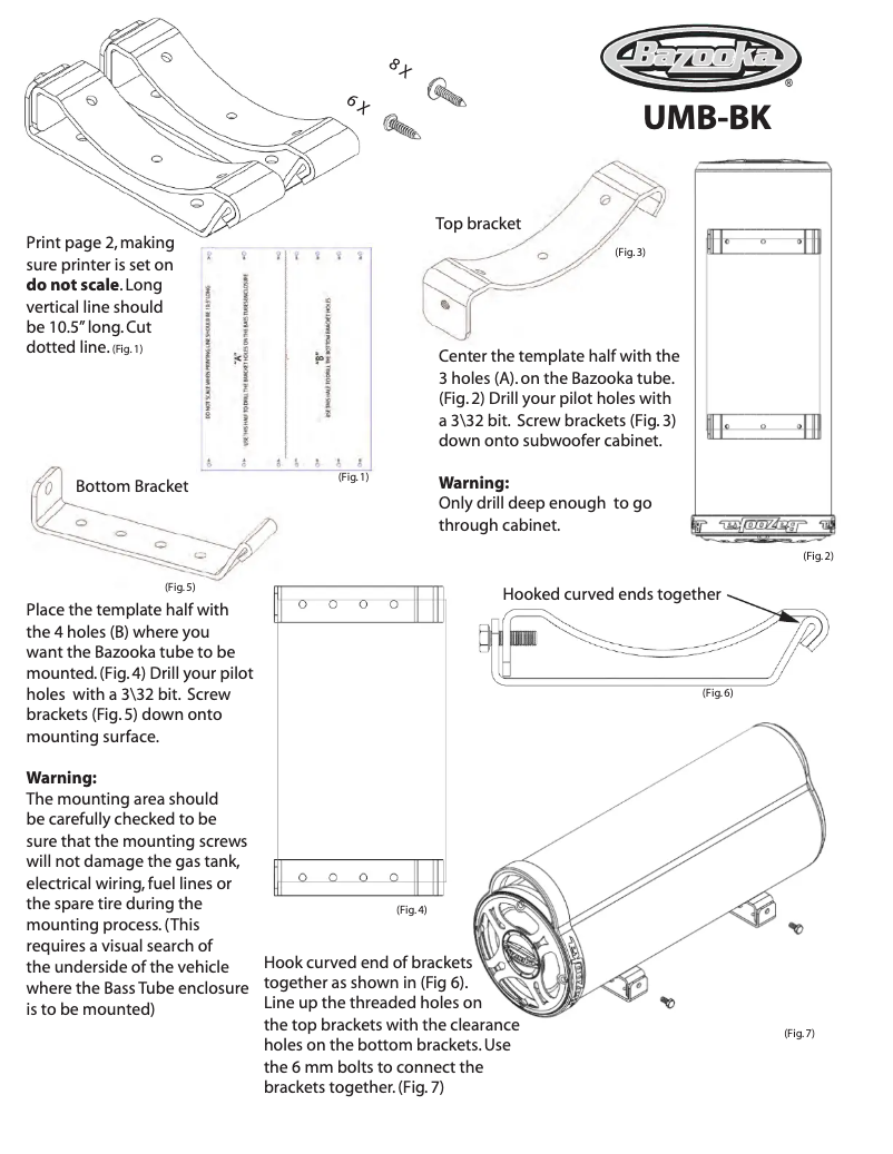 Page 1 de la notice Manuel utilisateur Bazooka UMB-BK