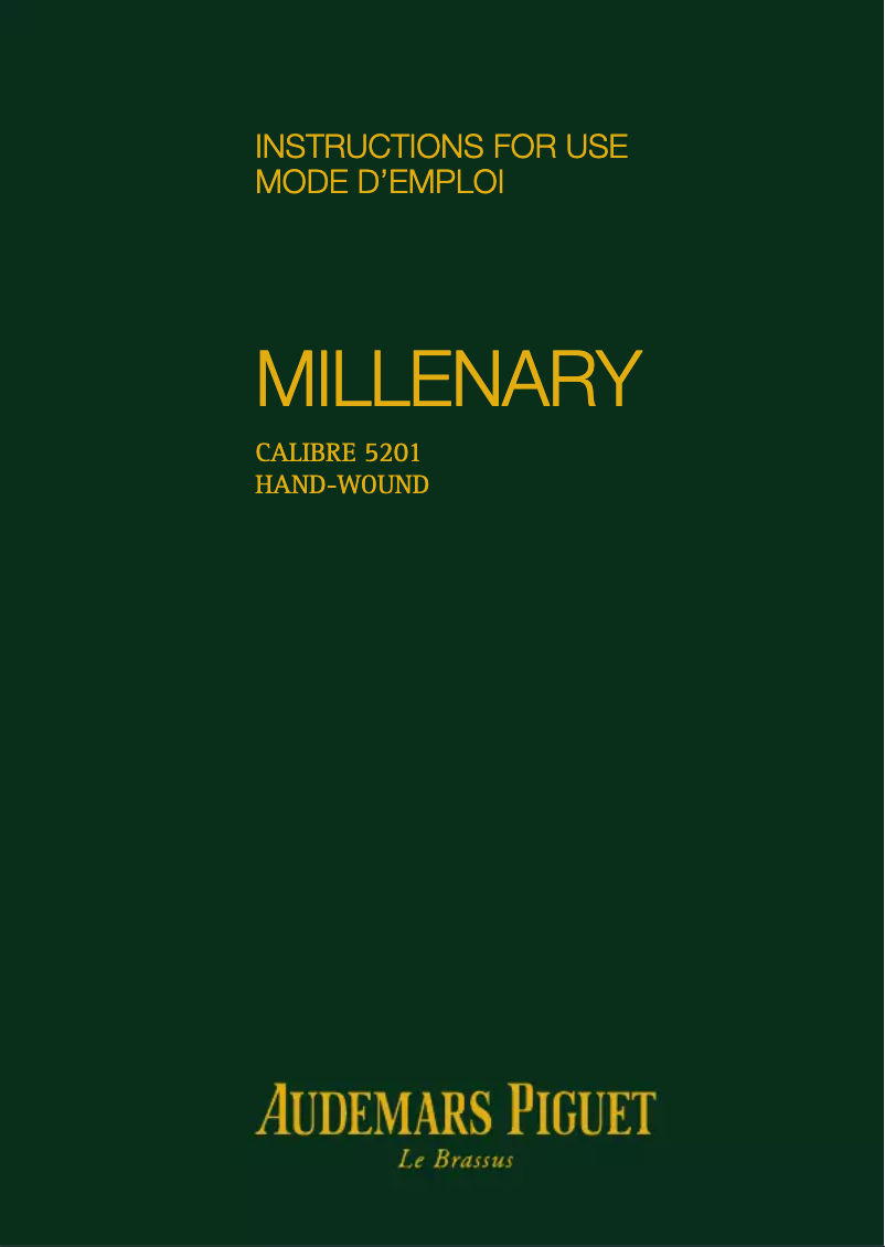 Page n°1 - Manuel utilisateur Audemars Piguet Millenary 77248BC.ZZ.A111CR.01