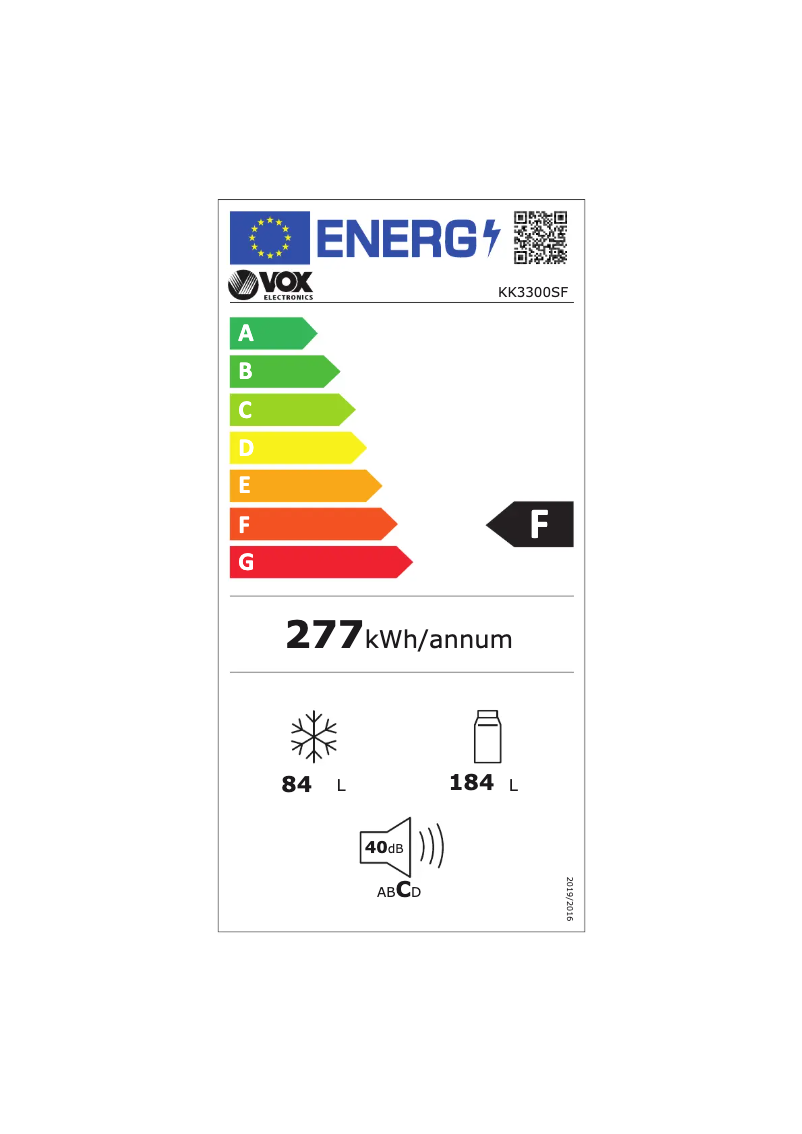 Page 1 de la notice Label énergétique VOX КК 3300 ЅF