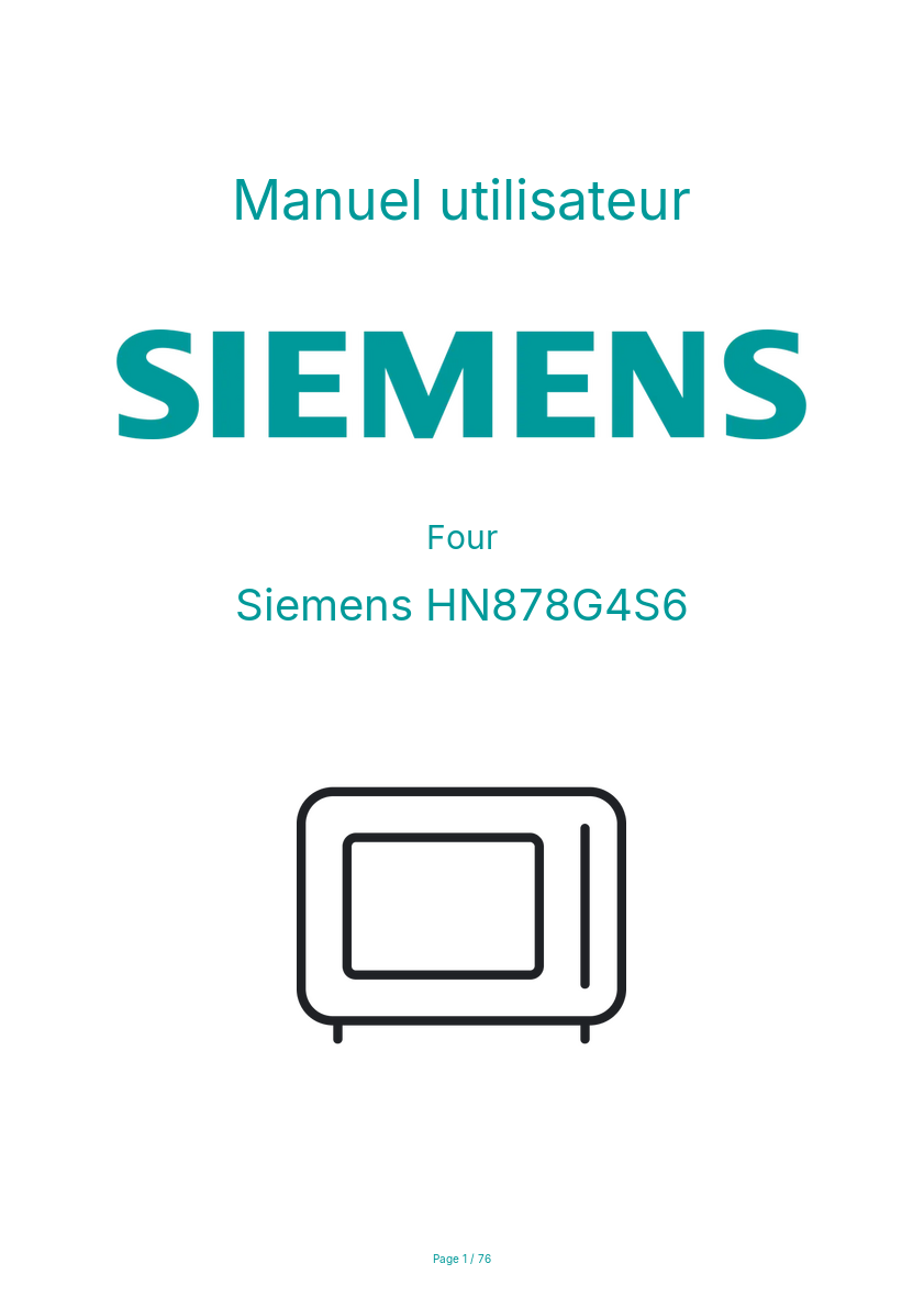 Page n°1 - Manuel utilisateur Siemens HN878G4S6
