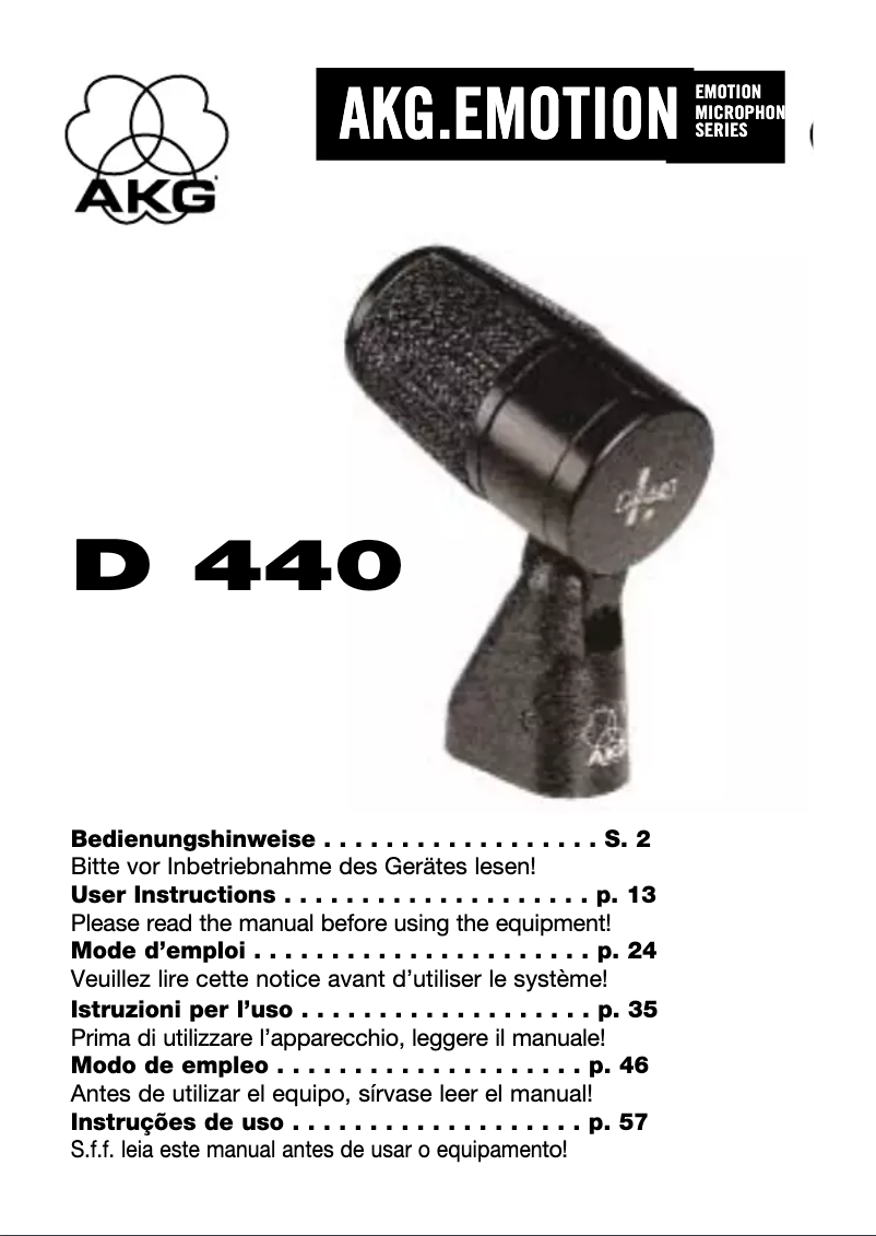 Image de la première page du manuel de l'appareil D 440