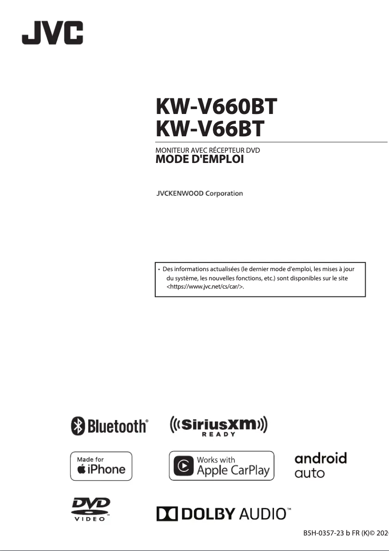 Page n°1 - Manuel utilisateur JVC KW-V660BT