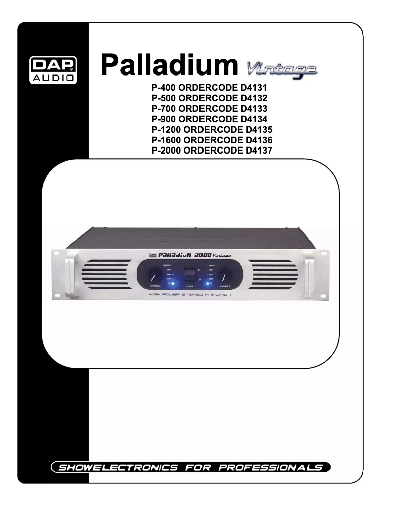Page n°1 - Manuel utilisateur DAP-Audio Palladium Vintage P-400