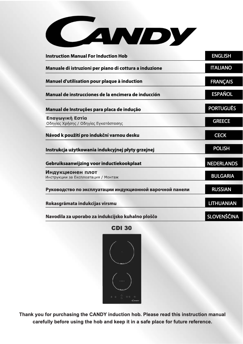 Page n°1 - Manuel utilisateur Candy CDI 30