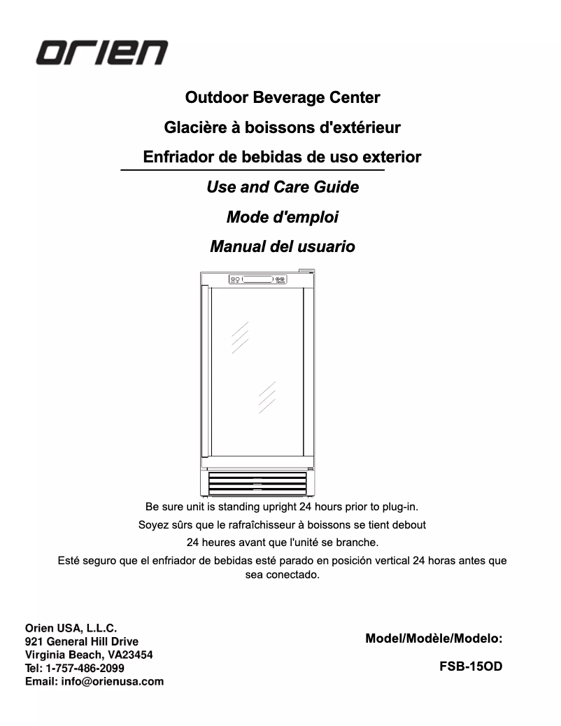 Page 1 de la notice Manuel utilisateur Orien FSB-15OD