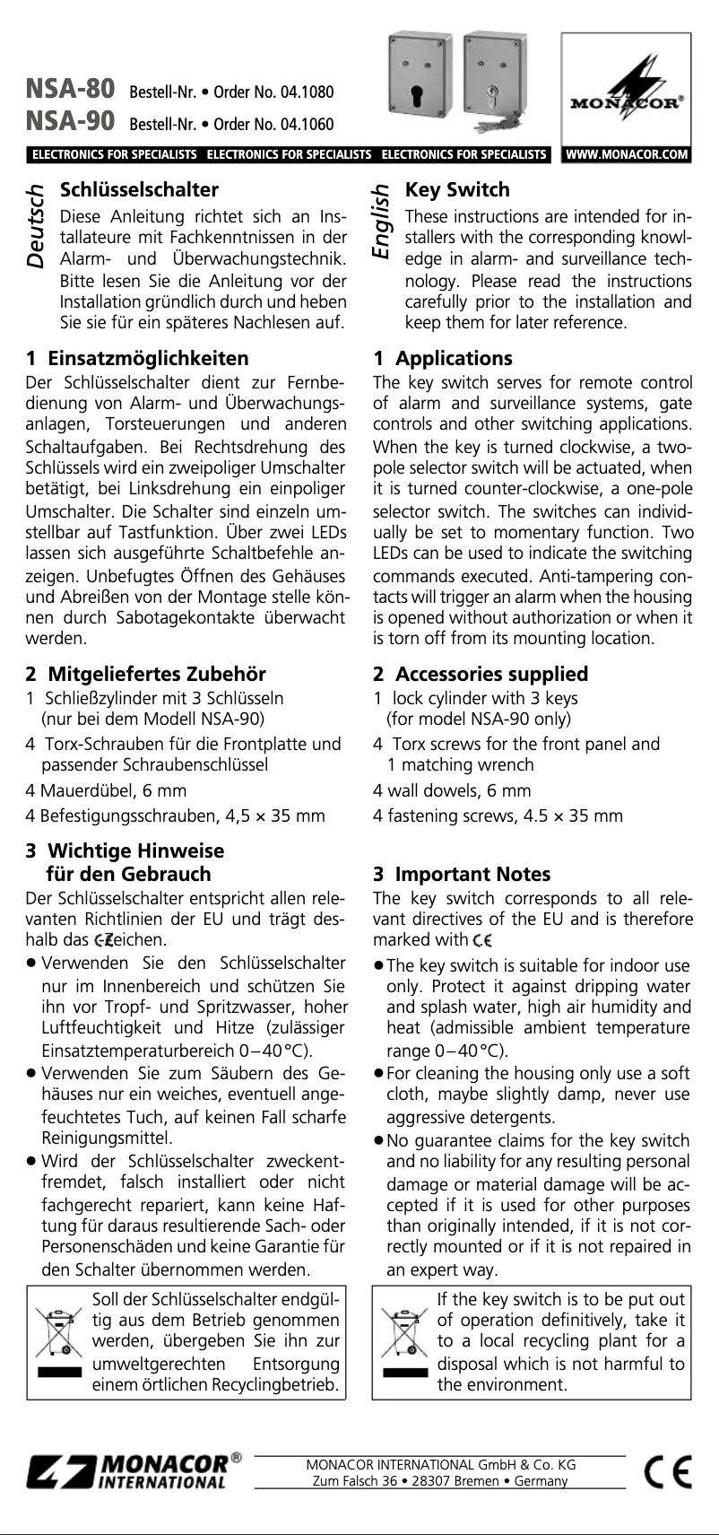 Image de la première page du manuel de l'appareil NSA-90