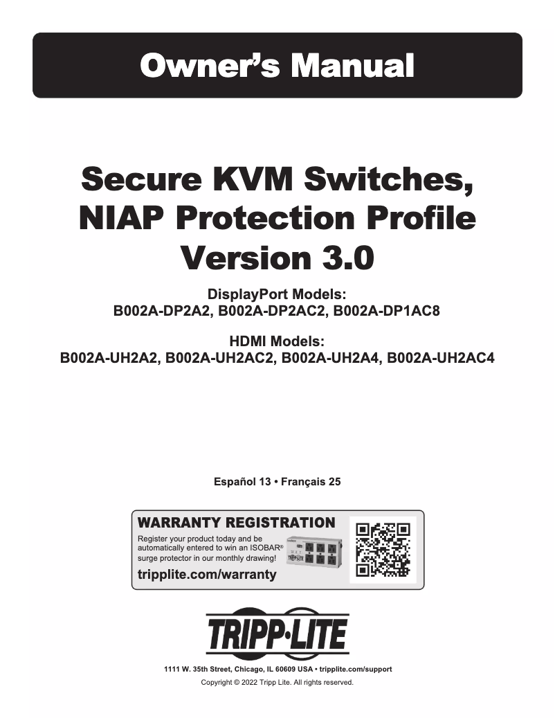 Page n°1 - Manuel utilisateur Tripp Lite B002A-UH2A2