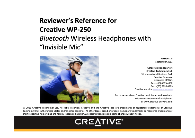 Page 1 de la notice Manuel utilisateur Creative WP-250