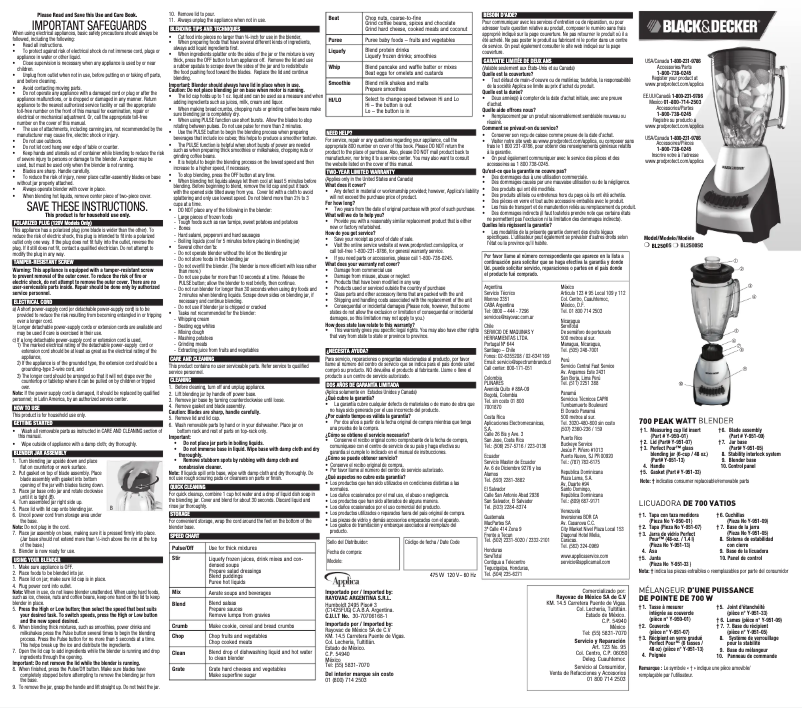 Image de la première page du manuel de l'appareil BL2500S