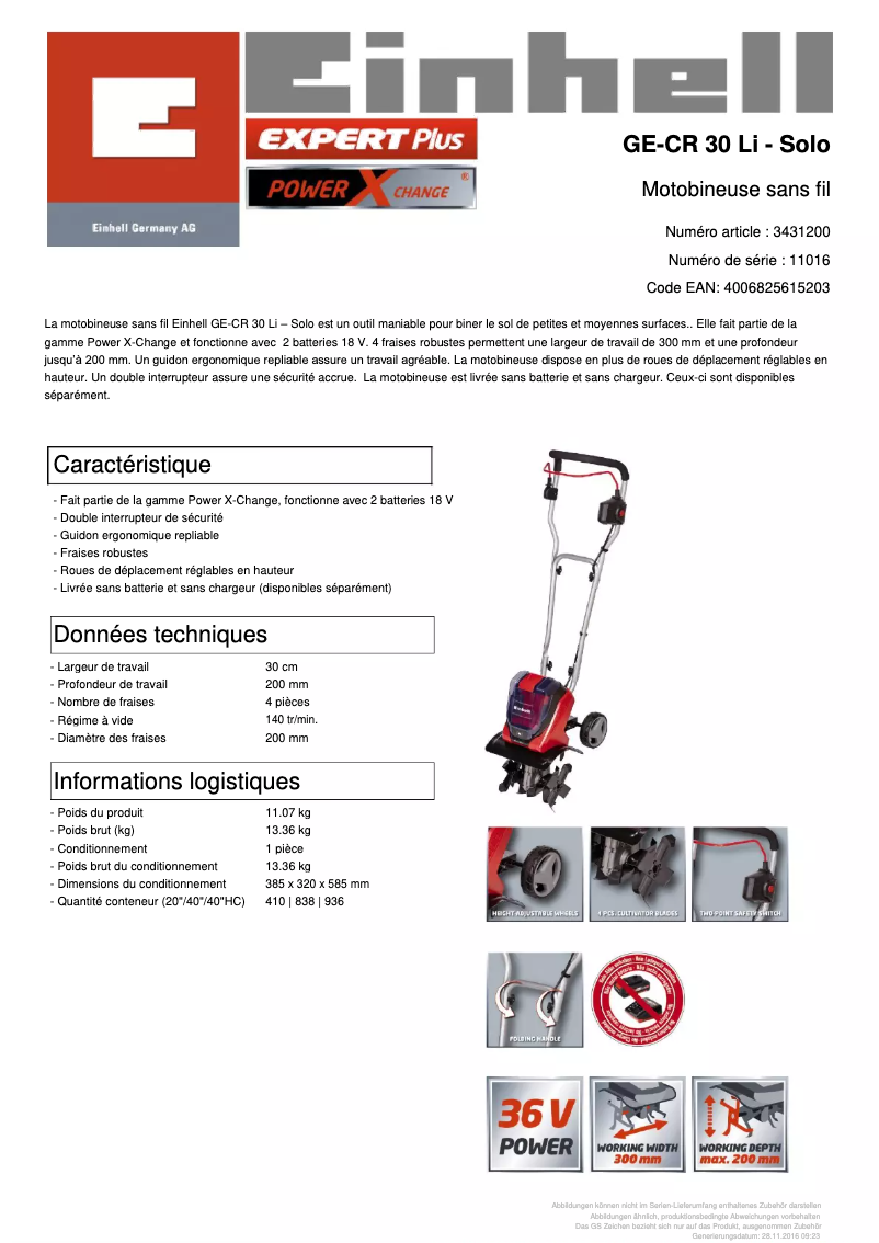 Image de la première page du manuel de l'appareil GE-CR 30 Li-Solo