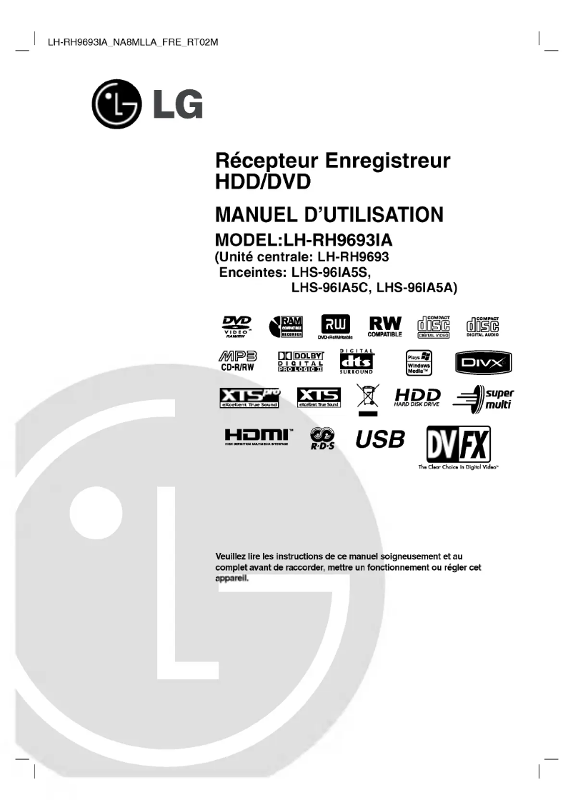 Page n°1 - Manuel utilisateur LG LH-RH9693IA