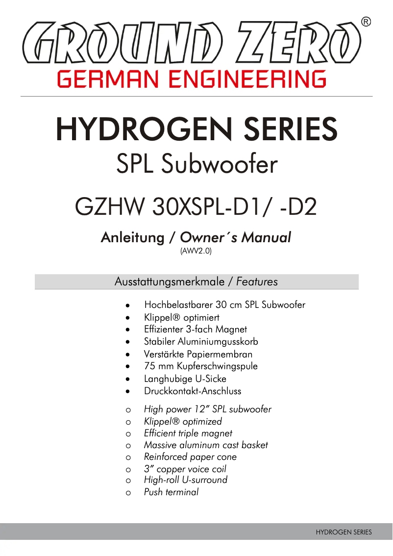 Imagen de la primera página del manual del dispositivo GZHW 30XSPL-D2