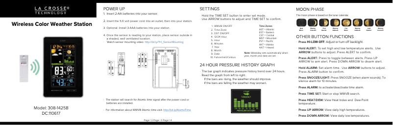 Page n°1 - Guide de démarrage rapide La Crosse Technology 308-1425B