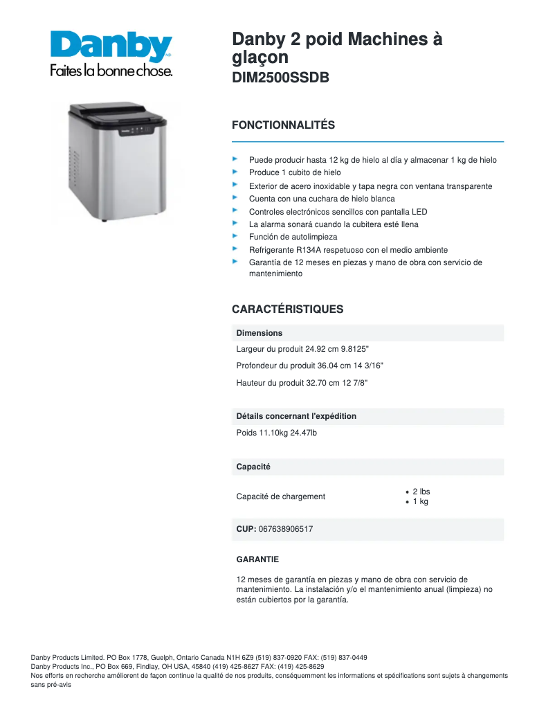 Image de la première page du manuel de l'appareil DIM2500SSDB